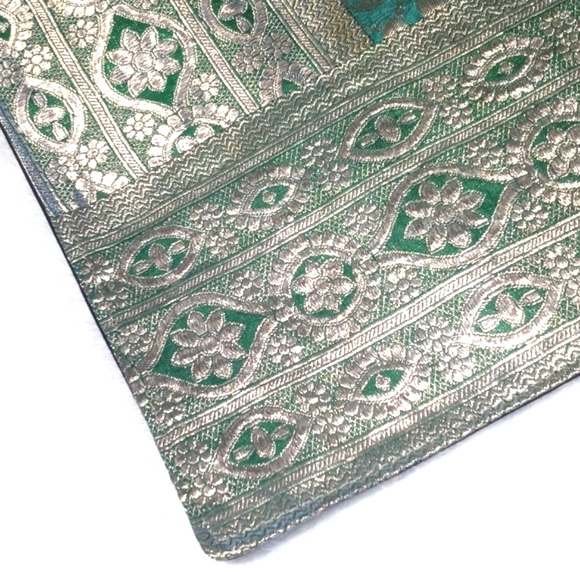 Gorgeous Silk Green Iridescent Patchwork Pillow Sham from India - Picture 9 of 15